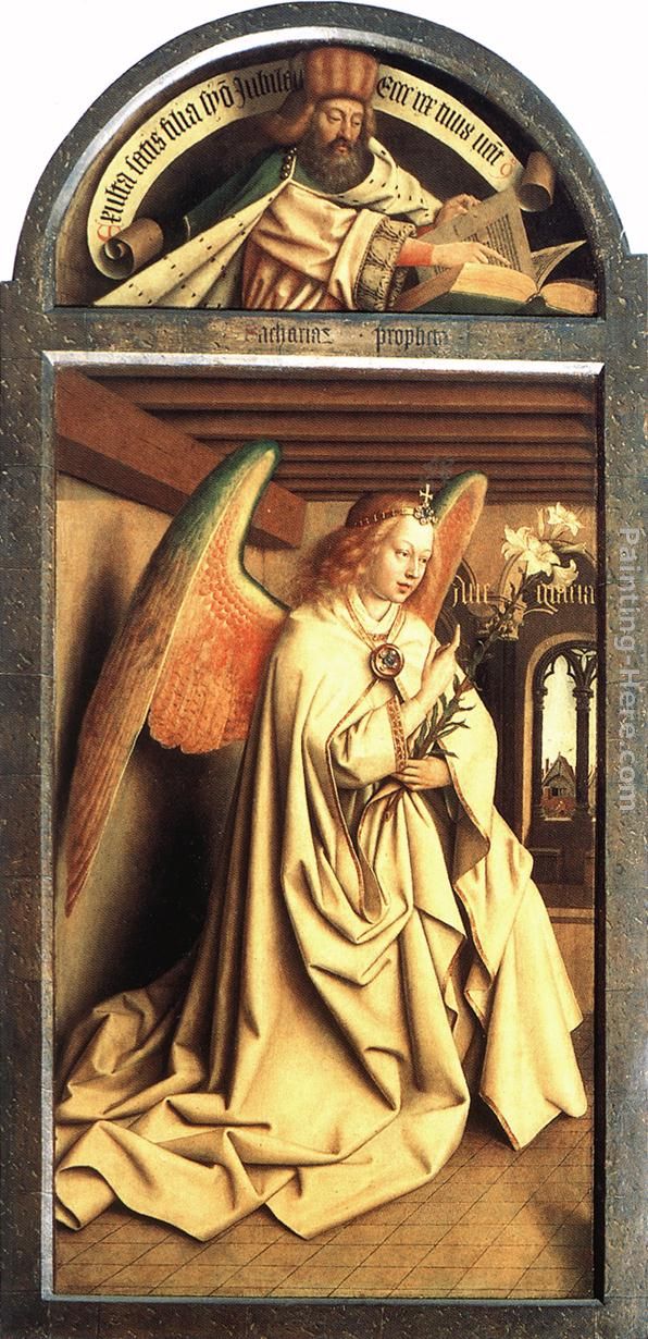 The Ghent Altarpiece Prophet Zacharias; Angel of the Annunciation painting - Jan van Eyck The Ghent Altarpiece Prophet Zacharias; Angel of the Annunciation art painting